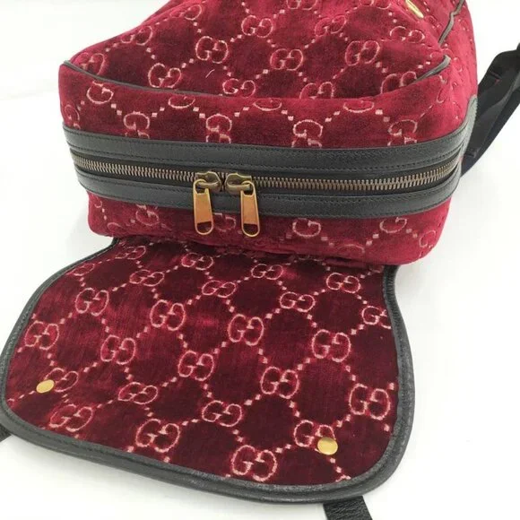 Gucci Backpack GG Velvet Velor Red - Picture 8 of 10